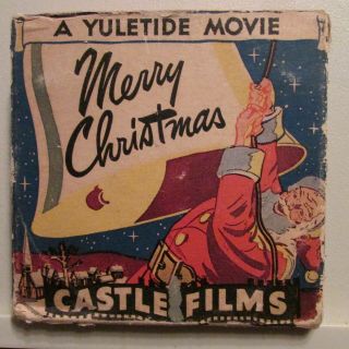 Vintage,  Castle Films,  " Merry Christmas " Home Movie,  16mm,  3.  50inch.  Reel