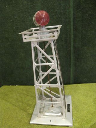 Lionel 394 O Scale Silver Beacon Light Tower Aluminum W/ Signal Vintage 4