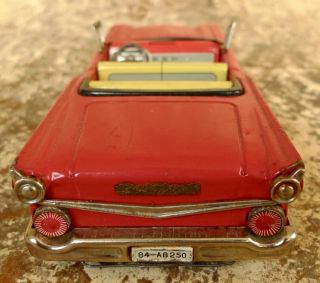 Vintage HAJI JAPAN FORD FAIRLANE CONVERTIBLE 1950 ' s 1950s Tin FRICTION TOY CAR 5