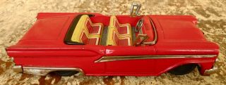 Vintage HAJI JAPAN FORD FAIRLANE CONVERTIBLE 1950 ' s 1950s Tin FRICTION TOY CAR 8