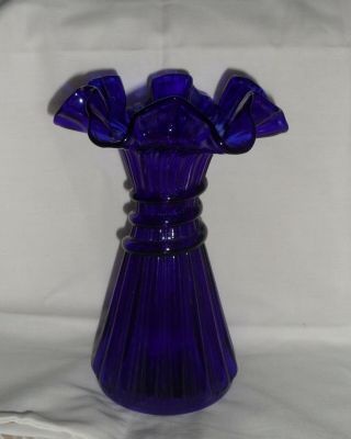 Vintage Fenton Wheat Vase Cobalt Blue,  7 ½” Tall,  Made In 1983 - 1984