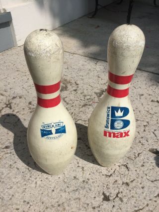 Two Vintage Brunswick Max Wibc Bowling Pins Abc Approved