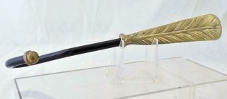 Vintage Brass Feather Fireplace Damper Chimney Flue Pull Hook 9.  75 "