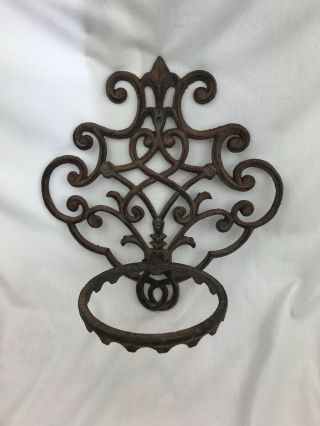 Vintage Outdoor Wrought Iron Scroll Work Hanging Planter/plant Holder 12”h