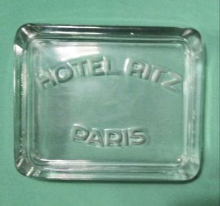 Vintage Hotel Ritz Paris Glass Ashtray 1950s