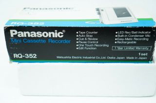 Vintage Panasonic RQ - 352 Mini Cassette Recorder Made in Japan 5
