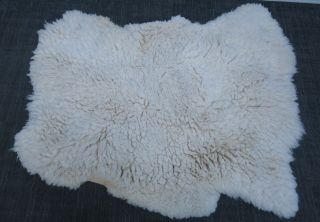 Vintage Natural Sheepskin Fur Rug White 40 X 38