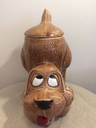 Vintage Mccoy Brown Hound Dog Ceramic Pottery Cookie Jar 272