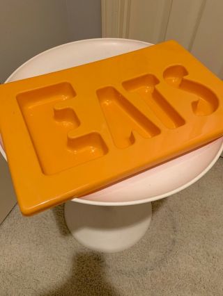 Vtg Mod Plastic Yellow ‘eats’ Serving Tray Candy Dish Appetizers Snacks