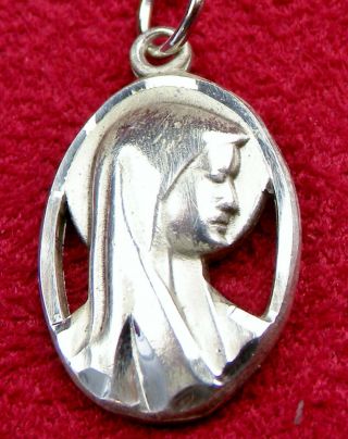 Vintage Carmelite Nun ' s Sterling Silver Lourdes Shrine Pilgrimage Rosary Medal 7
