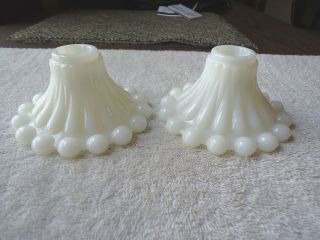 Vintage Set Of 2 Milk White Glass Candle Holders " Collectible Useable