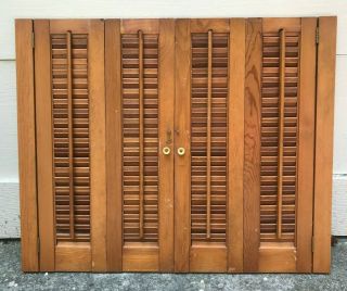 26 " Tall Vtg Colonial Wood Interior Louver Plantation Window Shutters