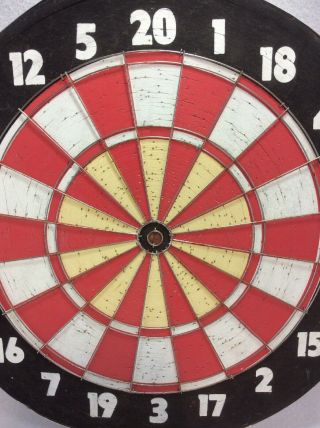 Vintage Dart Board 18in 2 Sided Baseball back with Darts. 4