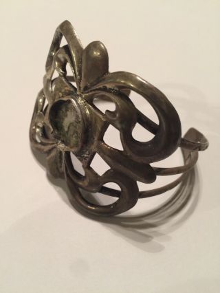 Mexican Silver Cuff Bracelet Vintage (needs Stone)