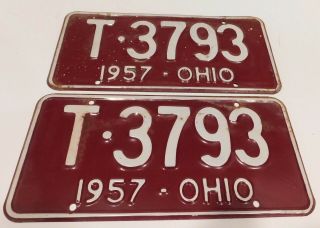 Vintage Pair 1957 Ohio License Plates T 3793