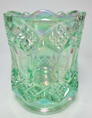 Vintage Imperial Glass Toothpick Holder - Three In One - Carnival Ice Green