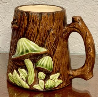 Vintage Treasure Craft Usa Mushroom Faux Wood Mug Cup Coffee 3 - D 1960s - 1970s