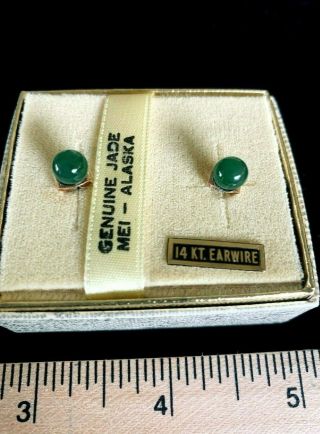 VINTAGE Alaskan Jade Set HIS & HERS: 14K Gold Earrings,  Pendant&Tie Tack -. 3