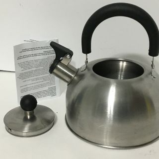 Vintage Stainless Steel Hot Water Tea Kettle Pot With Whistle With Instructions