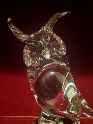 Vintage Estate Murano Glass Art Signed Licio Zanetti - - Crystal Owl 12 " Tall