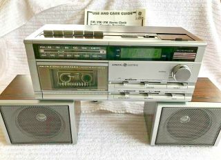 Vintage General Electric Ge Stereo Cassette Player Recorder Clock Radio 7 - 4984b