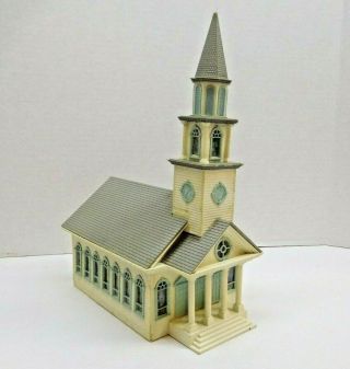 Vintage Ho Scale Community Church Or Town Hall W/ Tall Steeple / Clock