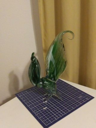 Vintage Large Mid Century Modern Murano Italian Art Glass Rooster - 14 Inch
