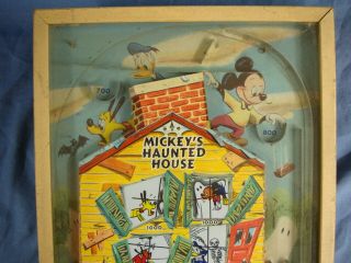 Mickey ' s Haunted House (Mickey Mouse) vintage bagatelle/pinball game.  1950 ' s. 2