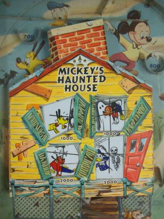 Mickey ' s Haunted House (Mickey Mouse) vintage bagatelle/pinball game.  1950 ' s. 5