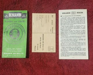 VINTAGE BENJAMIN AIR PISTOL BOX NO.  132 AND PAPERS 1952 6