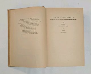 The Grapes of Wrath by John Steinbeck - 1939 printing 4