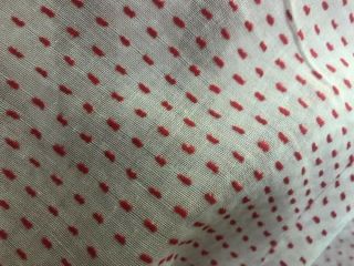 Vintage 1950 ' s Red White SWISS DOT Cotton Semi - Sheer FABRIC 34 