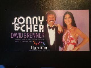 Vintage 4 X 8 1974 Sonny And Cher Promotional Post Card.  Harrah 