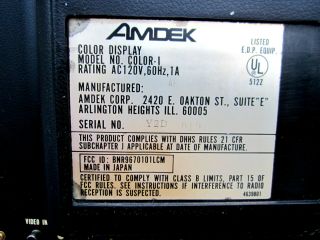 Vintage Classic 1983 Amdek Color - I Plus Monitor Video Game Apple Commodore Atari 7