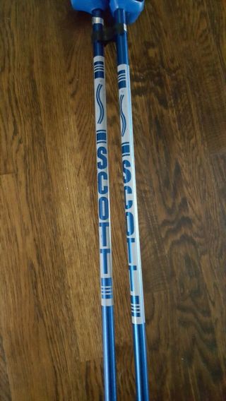 Vintage Scott Ski Poles Pistol Grips Lightweight Aluminum 50 " 127 Cm Blue Usa