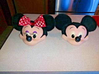 Vintage Disney World Mickey & Minnie Mouse Hat Hard Plastic Face -