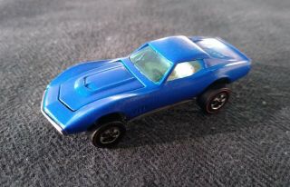 Vintage Hot Wheels Redline 1967 Custom Corvette Blue.  (restored)