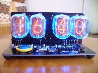 In - 12 Nixie Tubes Clock Black Pcb With Blue Backlight