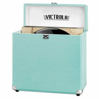 Victrola Vintage Vinyl Record Storage Carrying Case For 30,  Records Turquoise