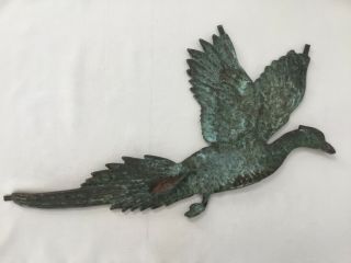 Vintage Copper Goose Bird Decor Weathervane ? Piece Part Top Ornament 22 "