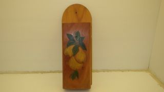 Vintage Kitchen Wooden Knife Holder,  4 Slots,  Pear Design,  10 - 1/2 " X 13 - 7/8 "