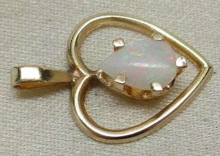 Vintage Solid 14k Yellow Gold Pear - Cut Opal Heart Pendant - Gorgeous,  L@@k