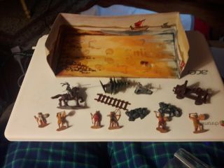 Marx Miniature Vikings And Knights Playset Vintage Painted Plastic Box
