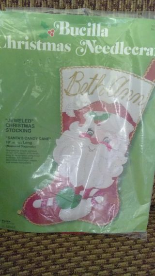 Vintage Bucilla Felt Stocking Kit 3375 Santa 