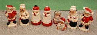 3 Vintage Pairs Santa And Mrs.  Clause Salt And Pepper Shakers,  Napco,  Commodore