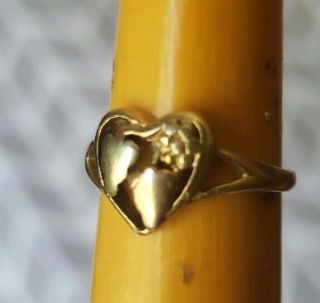 Vintage Promise Heart 10k Solid Yellow & Black Hills Gold Ring Size 4.  2.  1 Grams