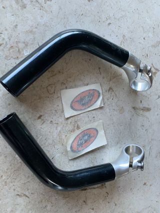 Vintage Onza Long Bend Black Bar Ends With Onza Decals Very Good Cond.