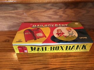 Vintage 1960’s 12 Tin Us Mail Banks Boxed - Old Store Stock - Linemar