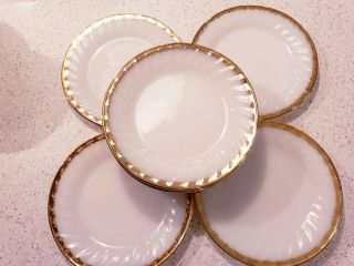 11 Vintage Fire King Plates White W/gold Trim 8 " Salad Plates