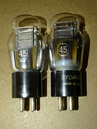 Pair,  Sylvania Type 45 Radio/Audio Amplifier Tubes,  Amplitrex Strong 4